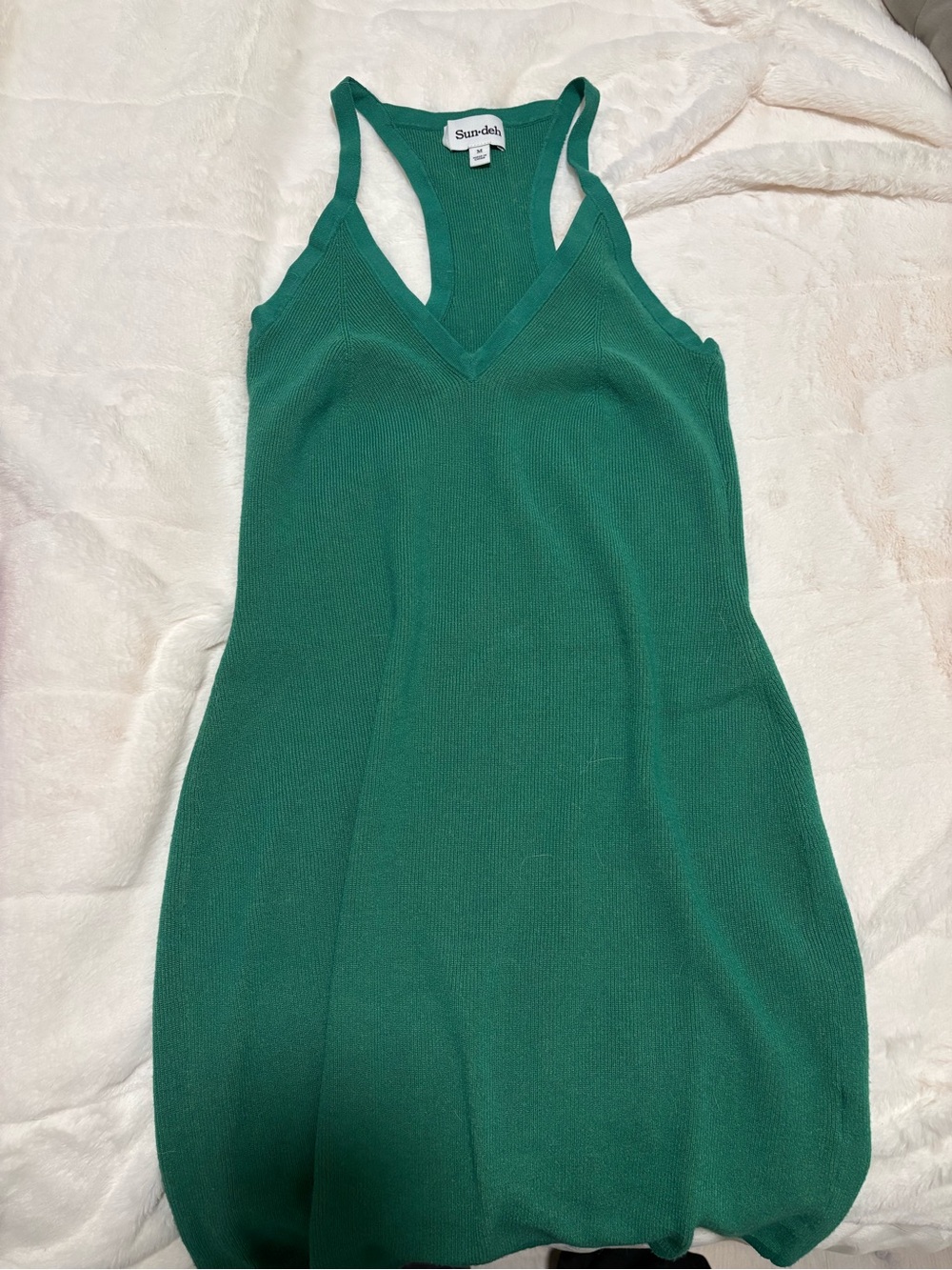 Aritzia Emerald Green V-Neck Racerback Knit Tank dress